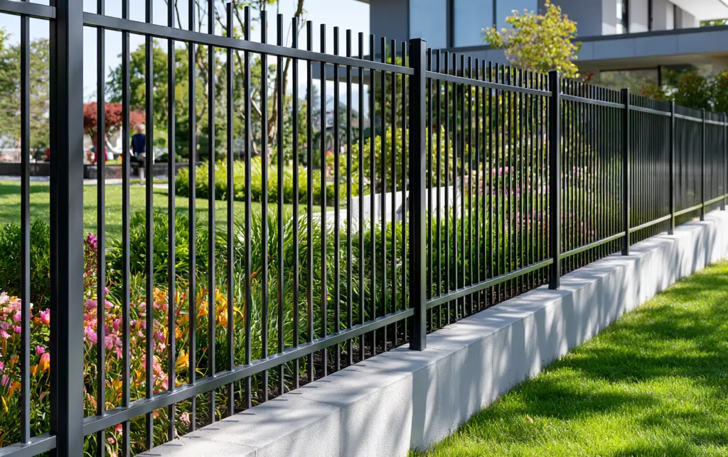 Beautiful garden deck with wooden fencing